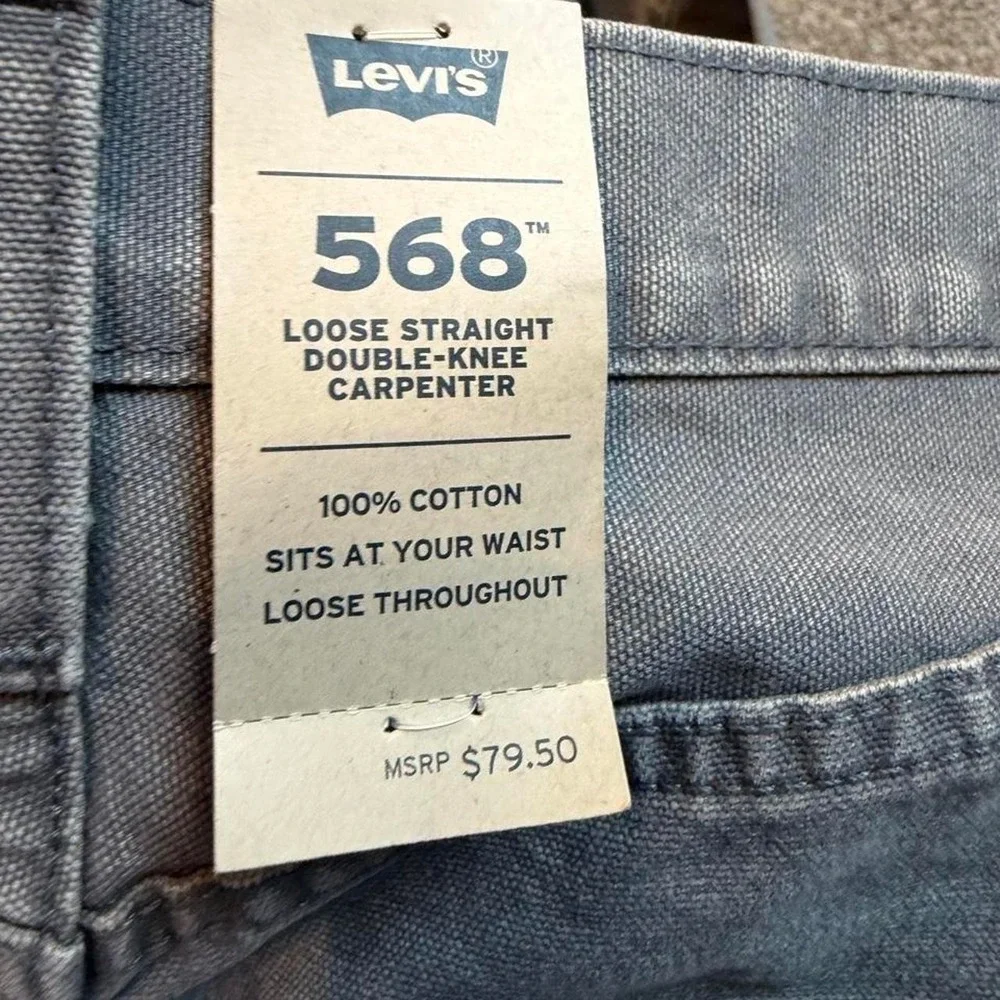 Levis 568 Double Knee Carpenter Gray Loose Denim Tag Size 30x32 brand new
